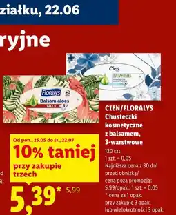 Lidl CIEN/FLORALYS Chusteczki kosmetyczne z balsamem, 3-warstwowe oferta