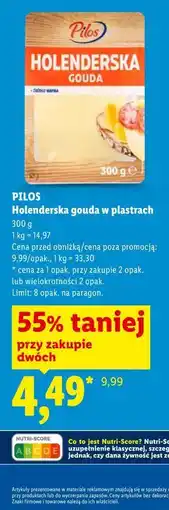 Lidl PILOS Holenderska gouda w plastrach oferta