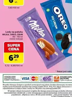 Carrefour Express Lody na patyku Milka, Oreo, Daim oferta