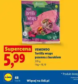 Lidl VEMONDO Tortilla wraps pszenna z burakiem oferta
