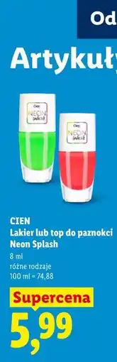 Lidl CIEN Lakier lub top do paznokci Neon Splash oferta