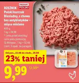 Lidl Rzeźnik Polski kurczak Biesiadny, z chowu bez antybiotyków - mięso mielone oferta