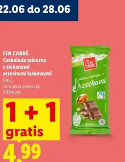 Lidl Fin Carré Czekolada mleczna z siekanymi orzechami laskowymi oferta