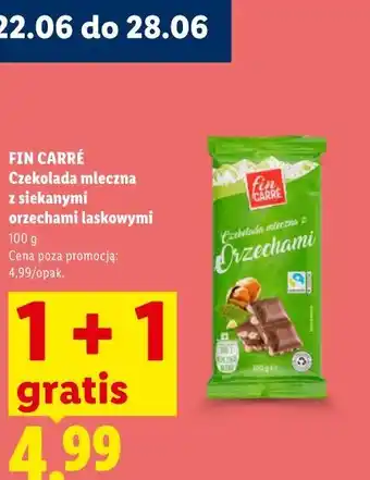 Lidl Fin Carré Czekolada mleczna z siekanymi orzechami laskowymi oferta