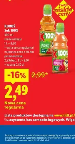 Lidl Kubuś Sok 100% oferta