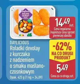 ALDI Roladki devolay z kurczaka z nadzieniem o smaku maślano-czosnkowym Daylicious oferta