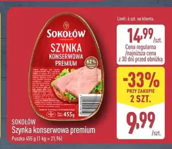 ALDI Szynka konserwowa premium Sokołów oferta