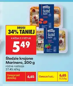 Biedronka Śledzie krojone z suszonymi pomidorami Marinero oferta