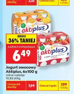 Biedronka Jogurt owocowy Aktiplus truskawkowy 6-pak oferta