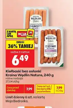 Biedronka Kiełbaski bez osłonki z filetem z kurczaka Kraina Wędlin Nature oferta