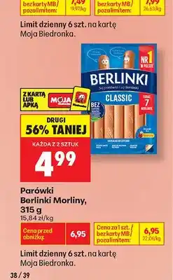 Biedronka Parówki Berlinki Classic Morliny oferta