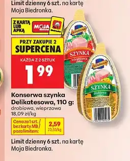 Biedronka Konserwa szynka wieprzowa Delikatesowa Kraina Wędlin oferta