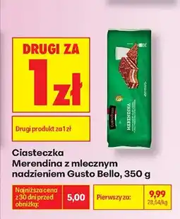 Biedronka Ciasteczka Merendina z mlecznym nadzieniem Gusto Bello oferta