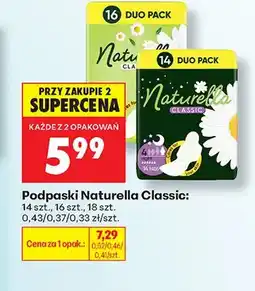Biedronka Podpaski Naturella Classic 14 szt oferta