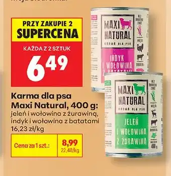 Biedronka Karma dla psa Maxi Natural jeleń i wołowina z żurawiną oferta