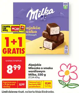 Biedronka Alpejskie Mleczko o smaku waniliowym Milka oferta