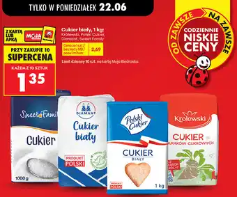 Biedronka Cukier biały, 1 kg: Królewski, Polski Cukier, Diamant, Sweet Family oferta