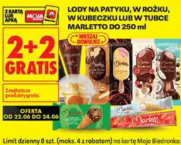 Biedronka Lody na patyku, w rożku, w kubeczku lub w tubce Marletto do oferta