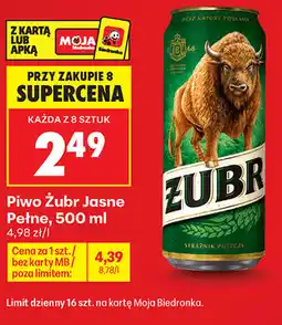 Biedronka Piwo Żubr Jasne Pełne oferta