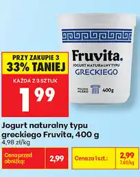 Biedronka Jogurt naturalny typu greckiego Fruvita oferta