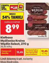 Biedronka Kiełbasa Myśliwska Kraina Wędlin Select oferta