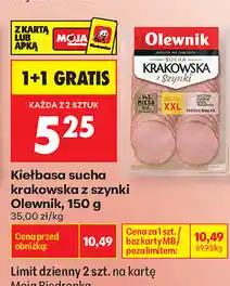 Biedronka Kiełbasa sucha krakowska z szynki Olewnik oferta