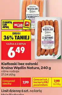 Biedronka Kiełbaski bez osłonki Kraina Wędlin Nature oferta