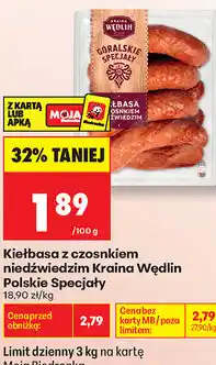 Biedronka Kiełbasa z czosnkiem niedźwiedzim Kraina Wędlin Polskie Specjały oferta