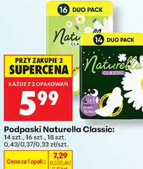 Biedronka Podpaski Naturella Classic, 14 szt., 16 szt., 18 szt oferta