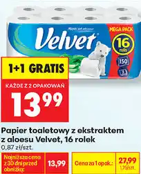 Biedronka Papier toaletowy z ekstraktem z aloesu Velvet, 16 rolek oferta