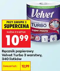 Biedronka Ręcznik papierowy Velvet Turbo 3 warstwy, 340 listków oferta