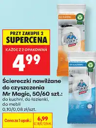 Biedronka Ściereczki nawilżane do czyszczenia Mr Magic, 50/60 szt oferta