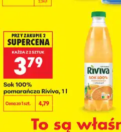 Biedronka Sok 100% pomarańcza Riviva oferta