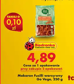 Biedronka Makaron Fusilli warzywny Go Vega oferta