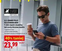 Lidl T-shirt męski z bawełny U.S. Grand Polo oferta