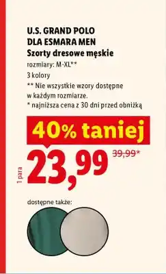 Lidl Szorty dresowe męskie U.S. Grand Polo dla Esmara Men oferta