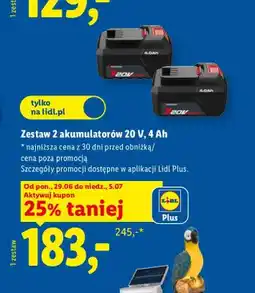 Lidl Zestaw 2 akumulatorów Parkside 2-pak 20V 4Ah oferta