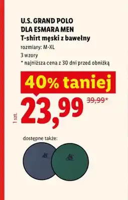 Lidl T-shirt męski z bawełny U.S. Grand Polo dla Esmara Men oferta