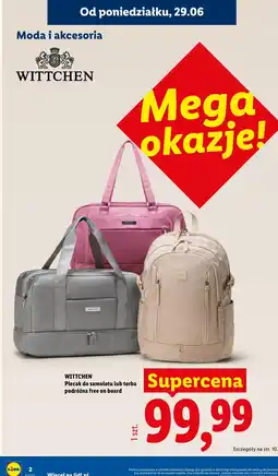 Lidl WITTCHEN Plecak do samolotu lub torba podróżna free on board oferta