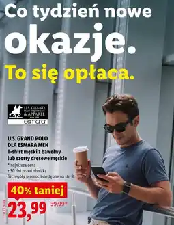 Lidl U.S. GRAND POLO dla Esmara Men - T-Shirt męski z bawełny lub szorty dresowe męskie oferta