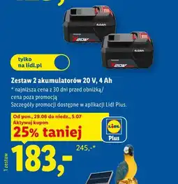 Lidl Zestaw 2 akumulatorów 20 V, 4 Ah oferta