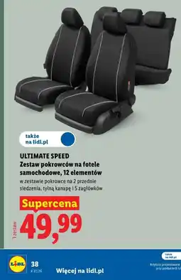 Lidl ULTIMATE SPEED Zestaw pokrowców na fotele samochodowe, 12 elementów oferta