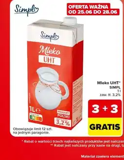 Carrefour Market Mleko UHT SIMPL 1l zaw. tł. 3,2% oferta