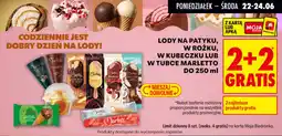 Biedronka Lody na patyku, w rożku, w kubeczku lub w tubce marletto oferta