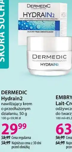 Hebe DERMEDIC Hydrain2 nawilżający krem o przedłużonym działaniu oferta