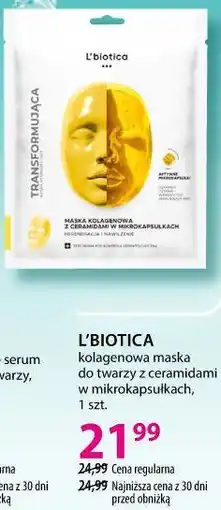 Hebe L'BIOTICA kolagenowa maska do twarzy z ceramidami w mikrokapsułkach, 1 szt oferta