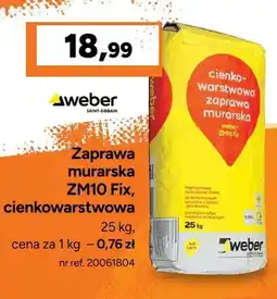 Bricoman Zaprawa murarska cienkowarstwowa Weber ZM10 Fix oferta
