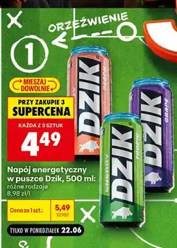 Biedronka Napój energetyczny Dzik Peach Zero Cukru oferta