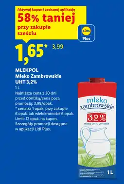 Lidl MLEKPOL Mleko Zambrowskie UHT 3,2% oferta