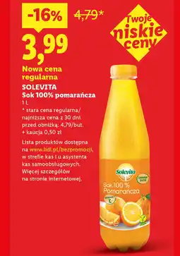 Lidl Solevita Sok 100% pomarańcza oferta